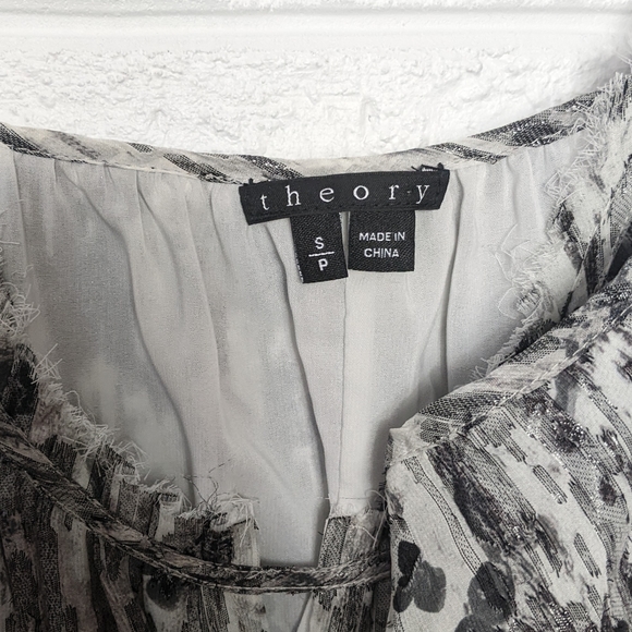 Theory Musea Silk Multi Black Shimmer Floral Maxi Dress - Picture 5 of 8